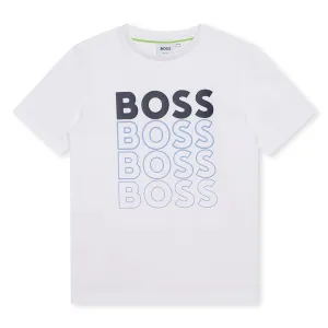 Jungen Weiß Verlauf Logo Kurzarm T-Shirt