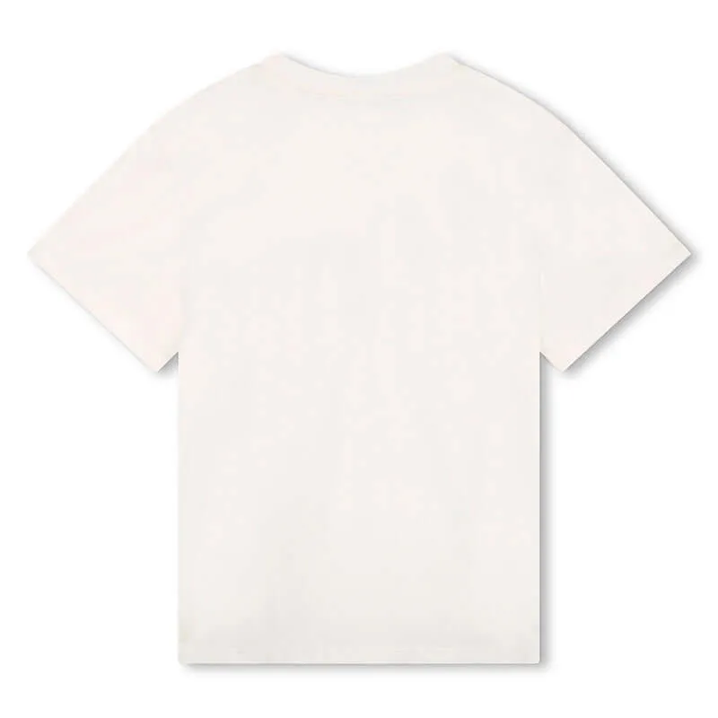 Jungen Weißes Großes T-Shirt mit Tasche