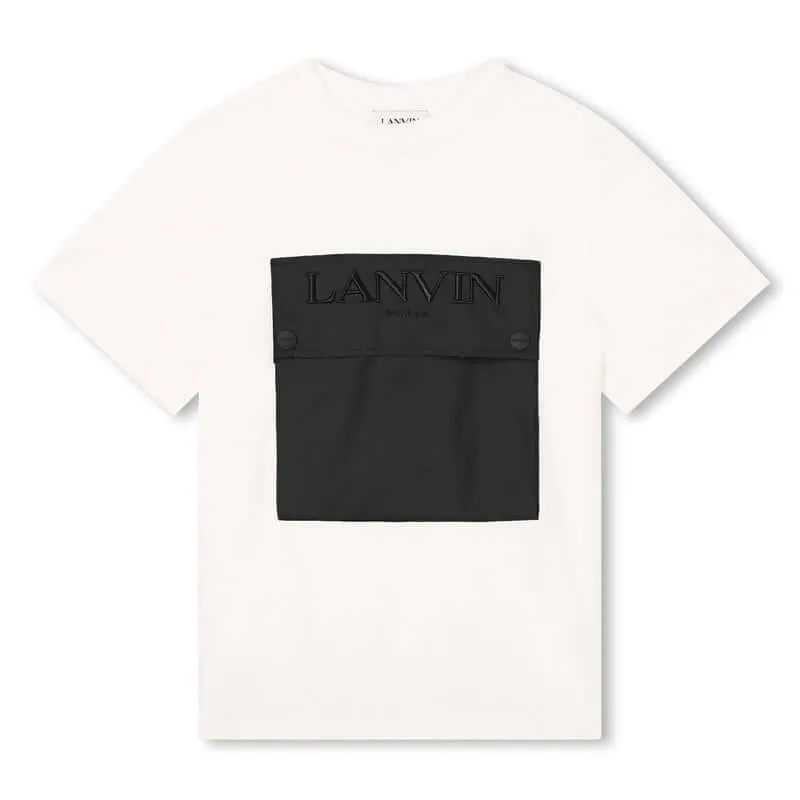 Jungen Weißes Großes T-Shirt mit Tasche