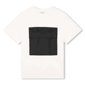 Jungen Weißes Großes T-Shirt mit Tasche