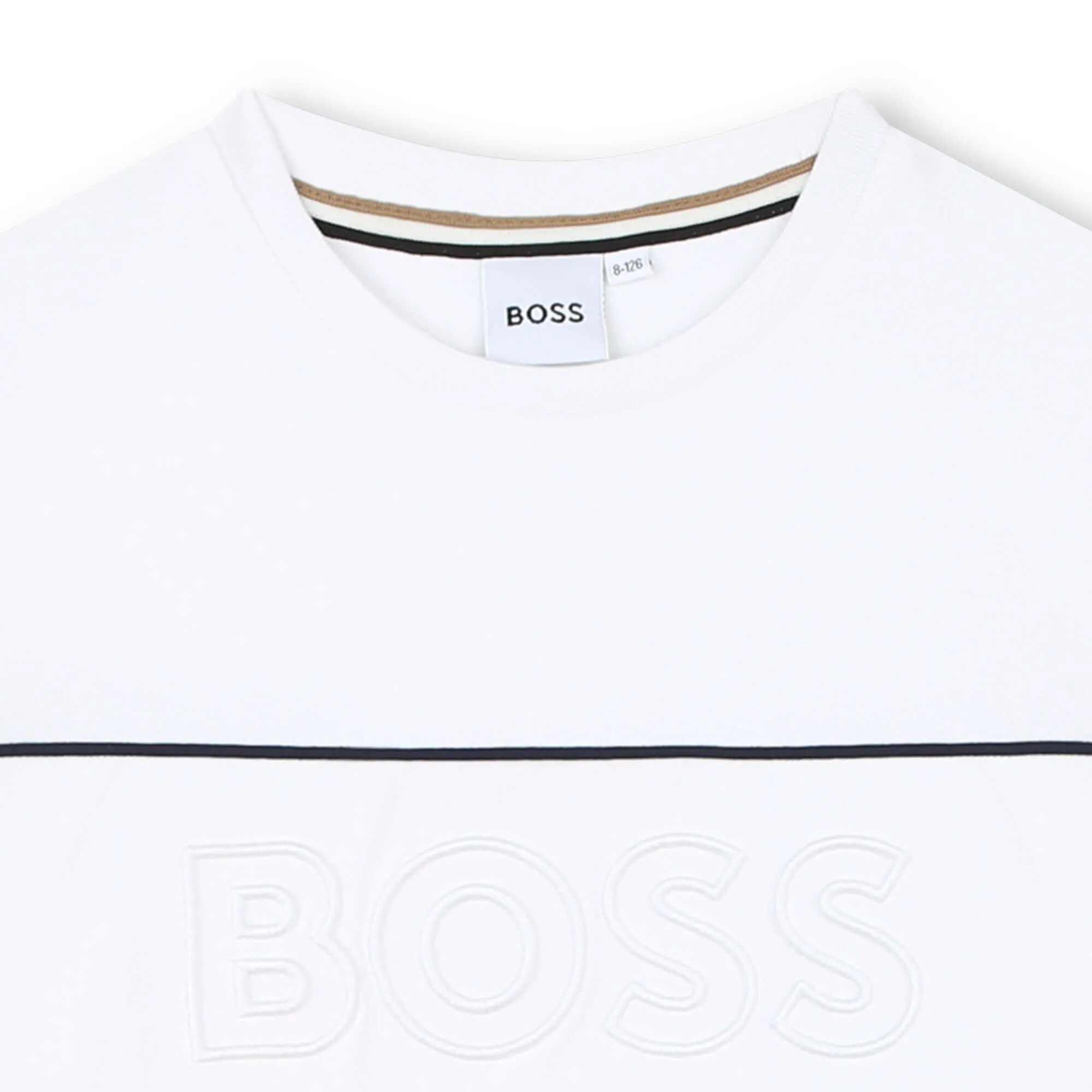 Jungen Weißes Logo Kurzarm T-Shirt