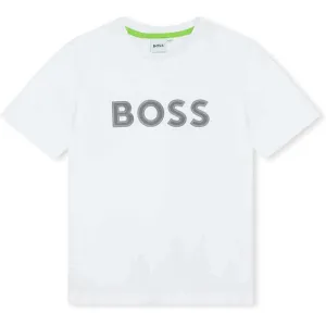 Jungen Weißes Logo Kurzarm T-Shirt