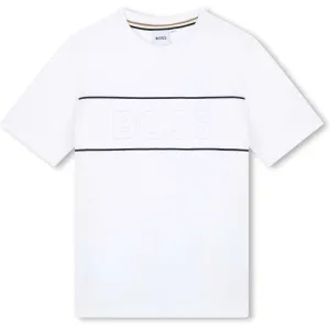 Jungen Weißes Logo Kurzarm T-Shirt
