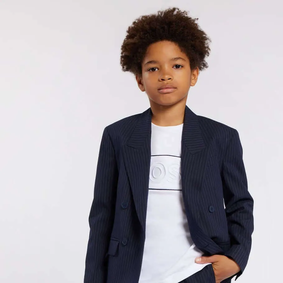 Jungen Weißes Logo Kurzarm T-Shirt
