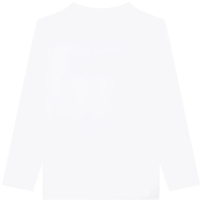 Jungen Weißes Langarm-Logo T-Shirt