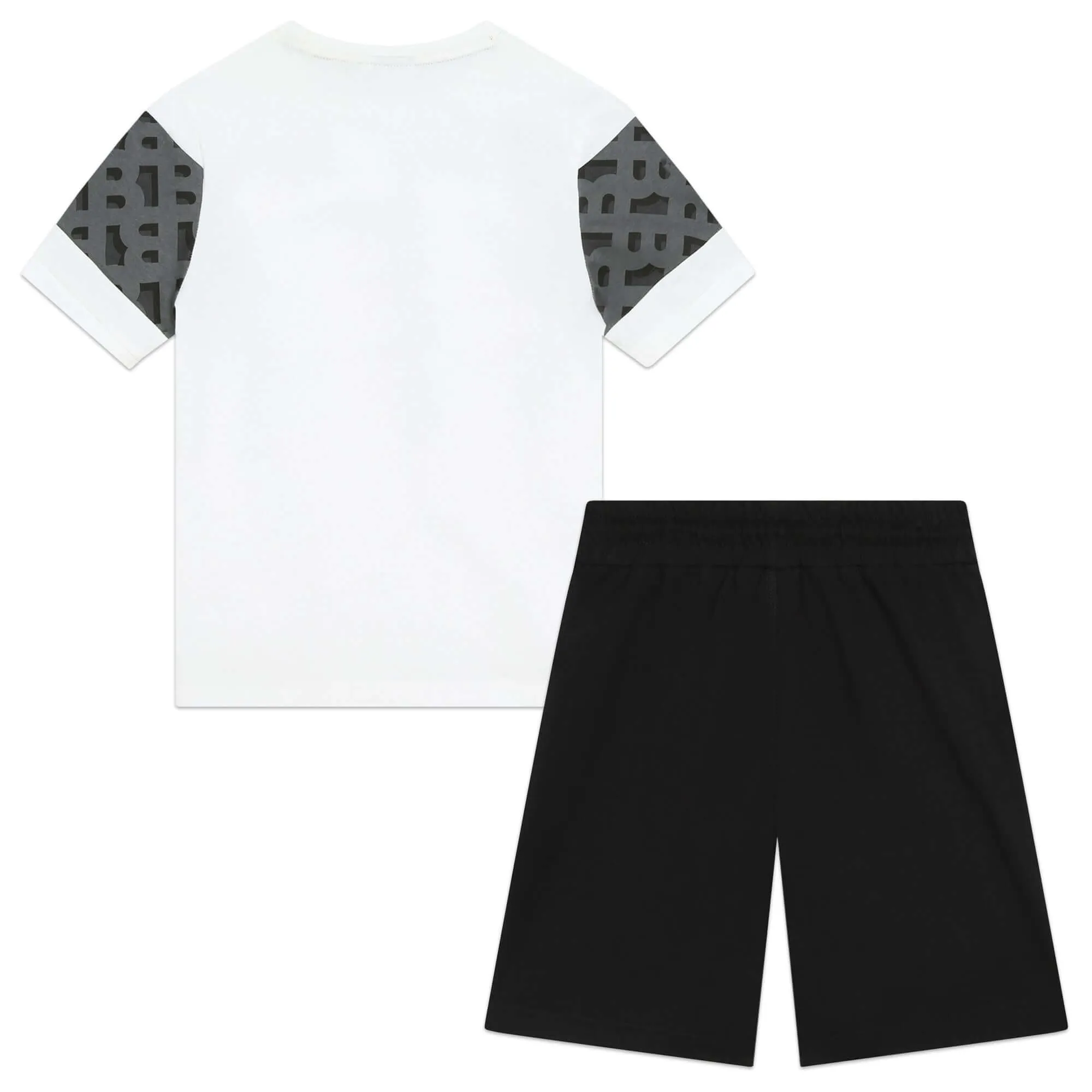 Jungen Weißes Monogramm-Print Shorts-Set