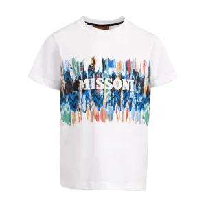 Jungen Weißes T-Shirt mit Lackoptik