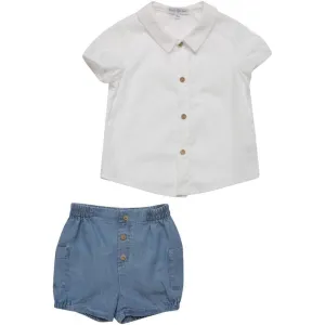 Jungen Weißes Hemd mit Jeans-Stil Shorts