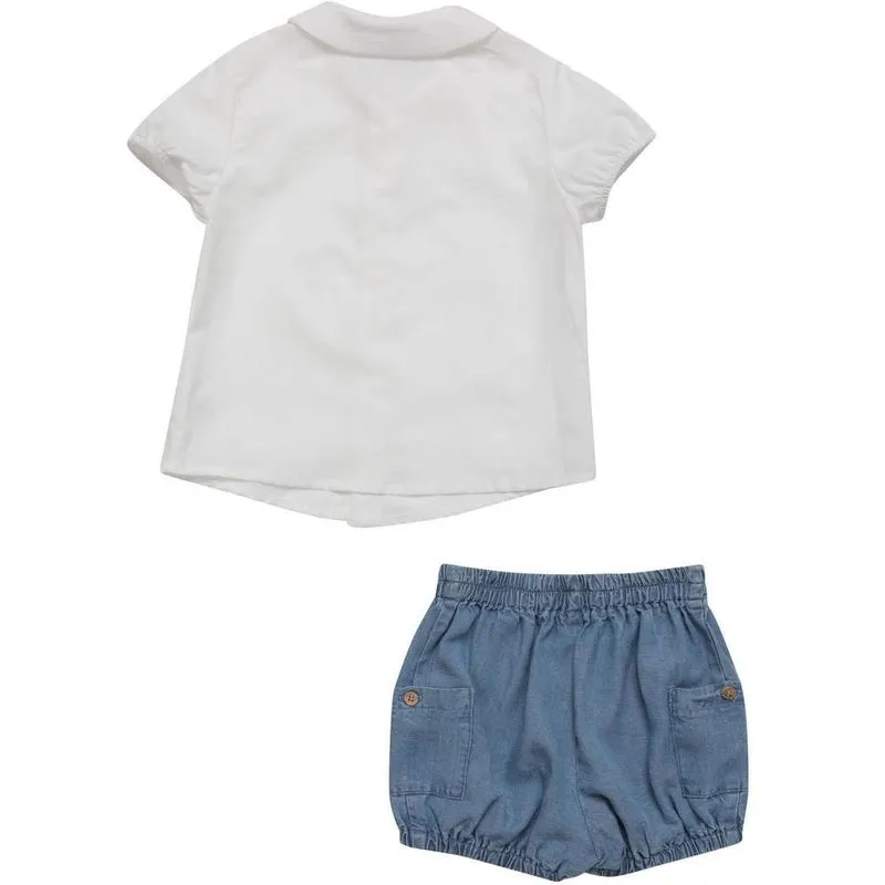 Jungen Weißes Hemd mit Jeans-Stil Shorts