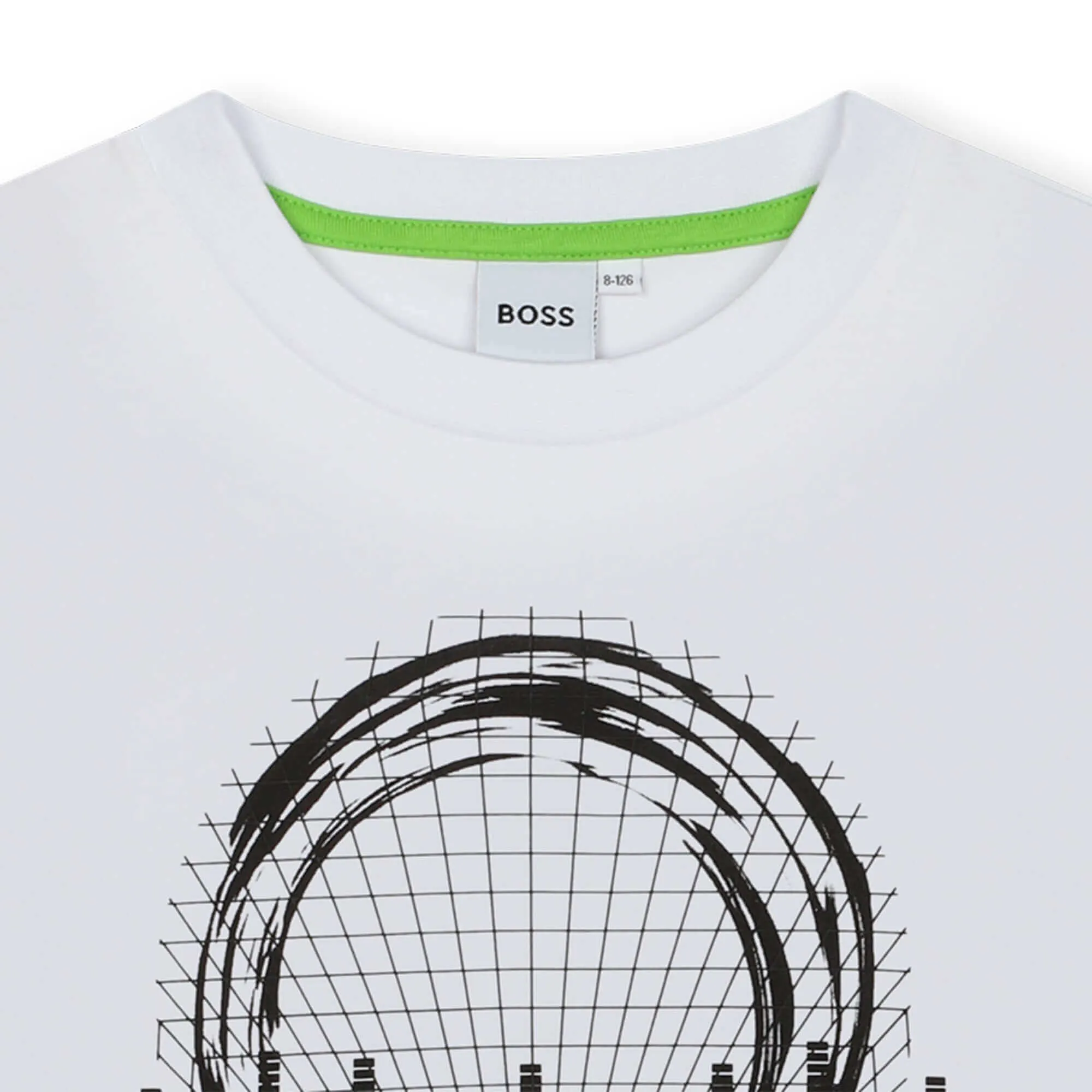 Jungen Weiß Techno Print Kurzarm T-Shirt