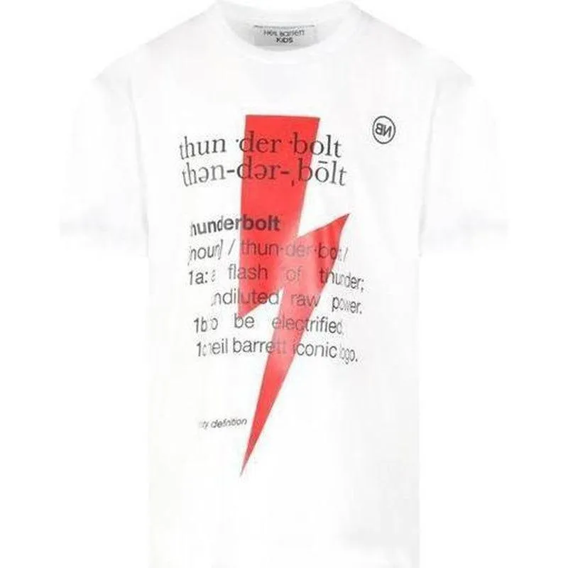 Jungen Weißes Thunderbolt Text T-Shirt