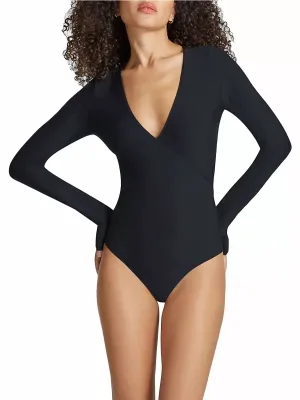Butter Wrap Bodysuit in Schwarz
