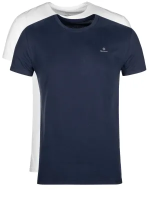C-Ausschnitt T-Shirt 2er-Pack Marineblau Weiß
