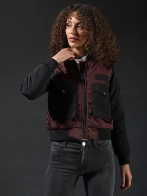 Campus Sutra Damen Karo Stilvolles Casual Bomberjacke