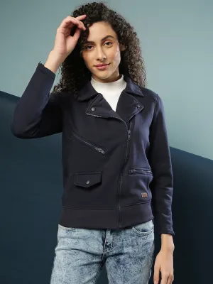 Campus Sutra Damen Solide Stilvolle Freizeitjacke