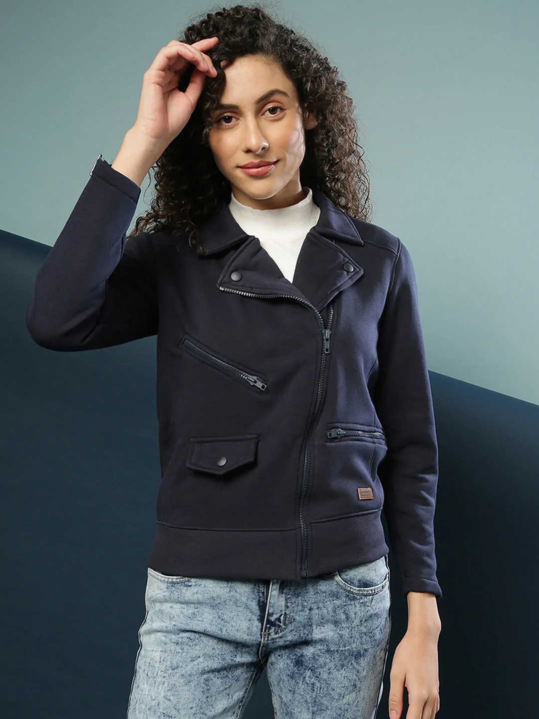 Campus Sutra Damen Solide Stilvolle Freizeitjacke