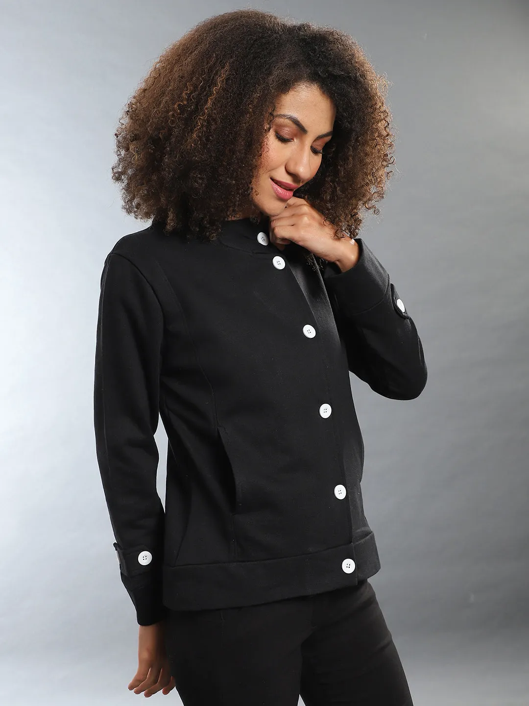 Campus Sutra Damen Solide Stilvolle Freizeitjacke