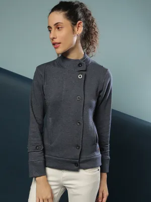 Campus Sutra Damen Solide Stilvolle Freizeitjacke