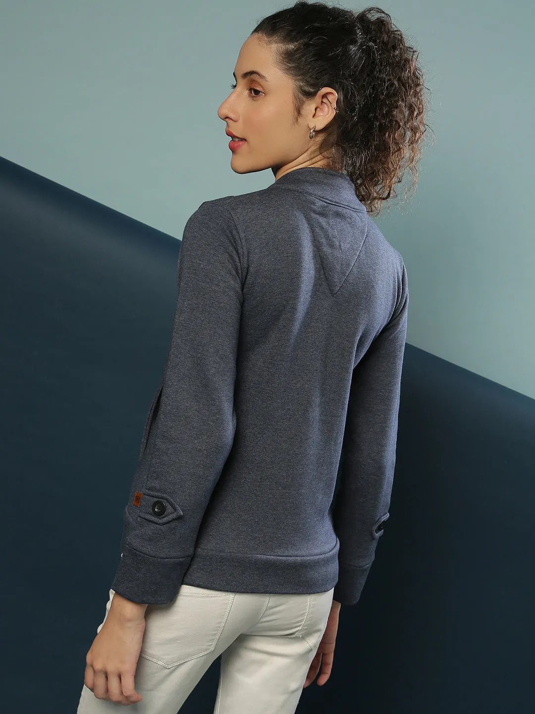 Campus Sutra Damen Solide Stilvolle Freizeitjacke