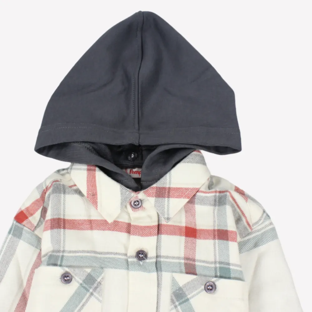 Kariertes Langarm-Hoodie-Shirt