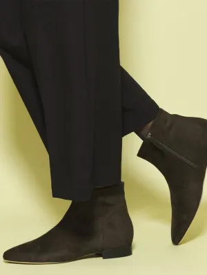Chiara Veganes Wildleder Flache Knöchelstiefel | Khaki