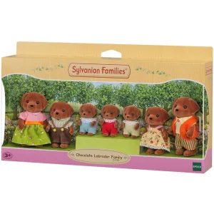 Schokoladenfarbene Labrador-Familie der Sylvanian Families mit sieben Mitgliedern