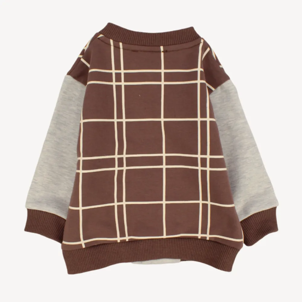Kaffee-karierte Langarmjacke