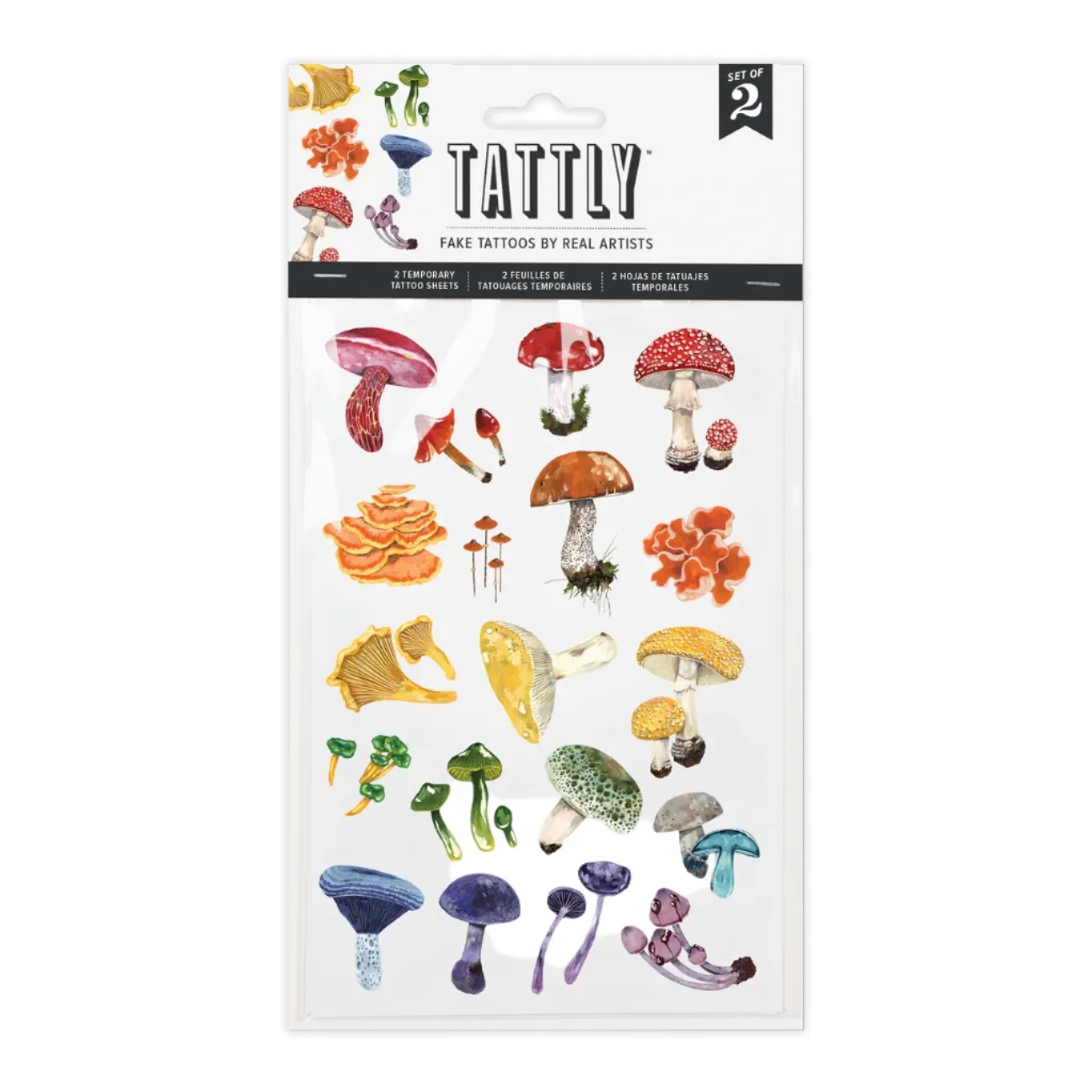 Bunte Pilz-Tattoo-Bögen - Set mit 2 von Tattly