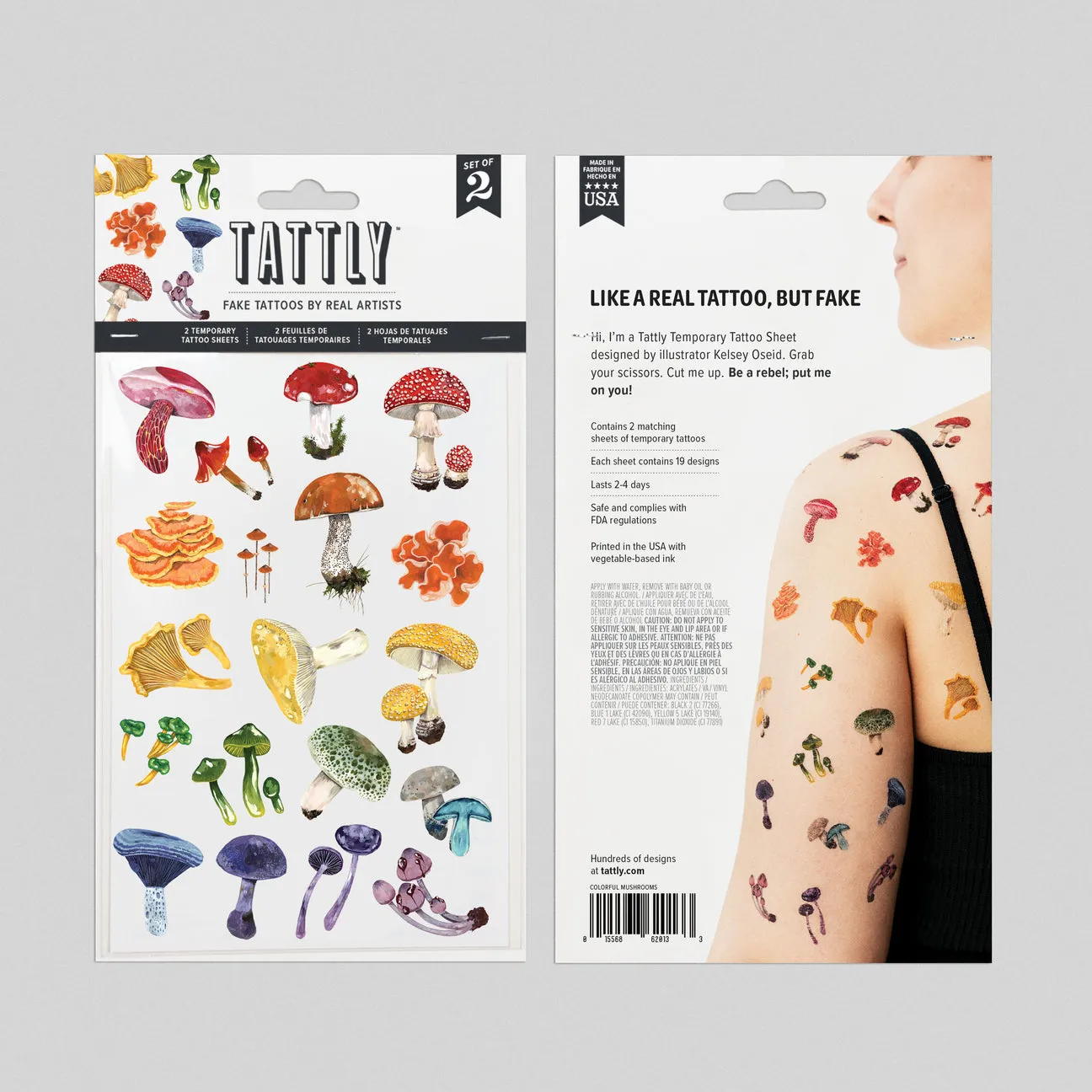 Bunte Pilz-Tattoo-Bögen - Set mit 2 von Tattly
