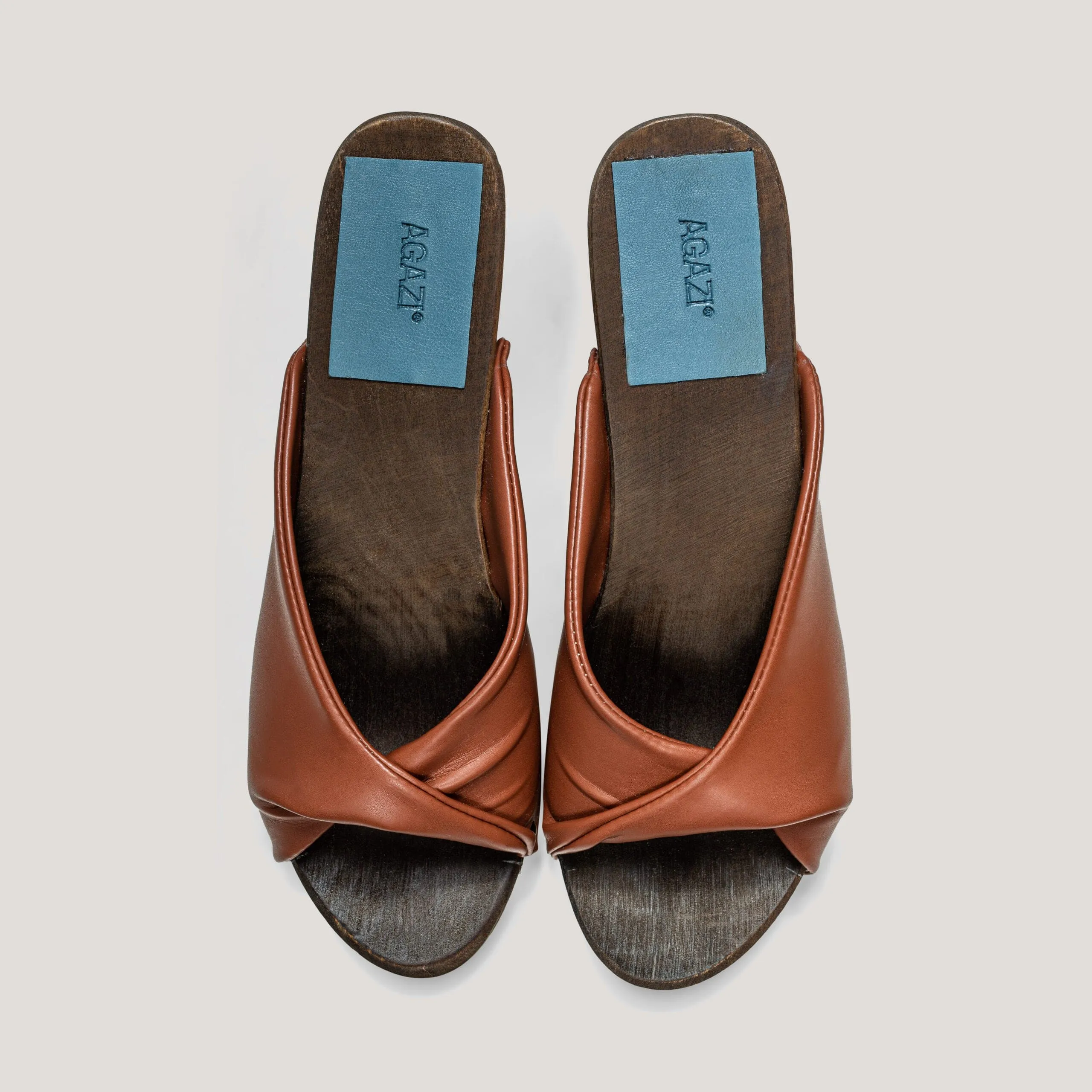Maisleder Vegane Holzschuhe | Karamell