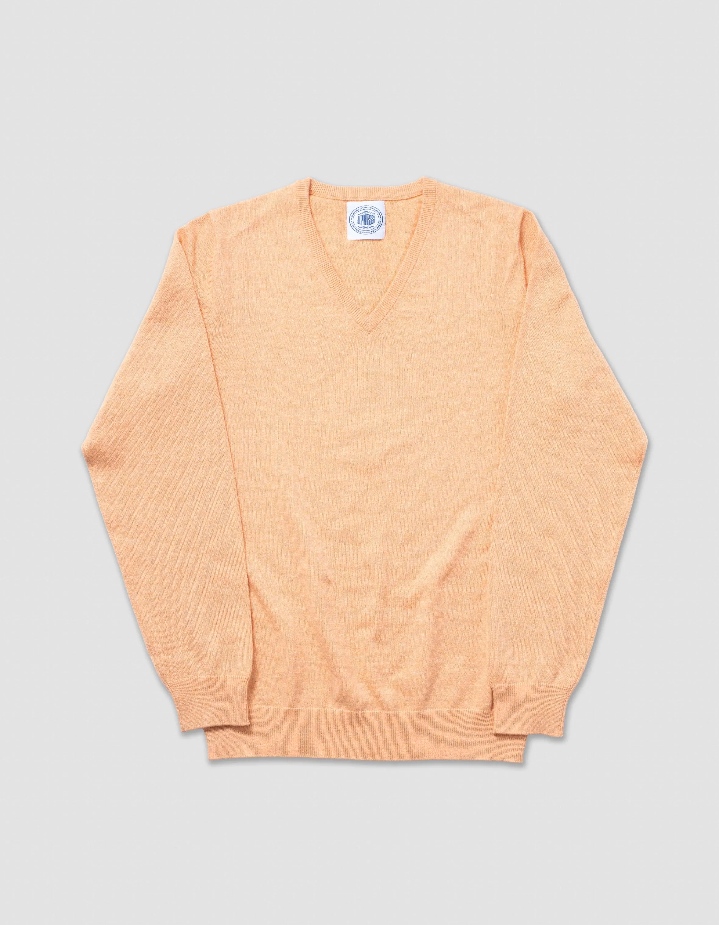 BAUMWOLLE-KASCHMIR V-AUSSCHNITT PULLOVER - ORANGE