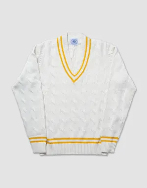 BAUMWOLLE CRICKET PULLOVER - ECRU/GOLD