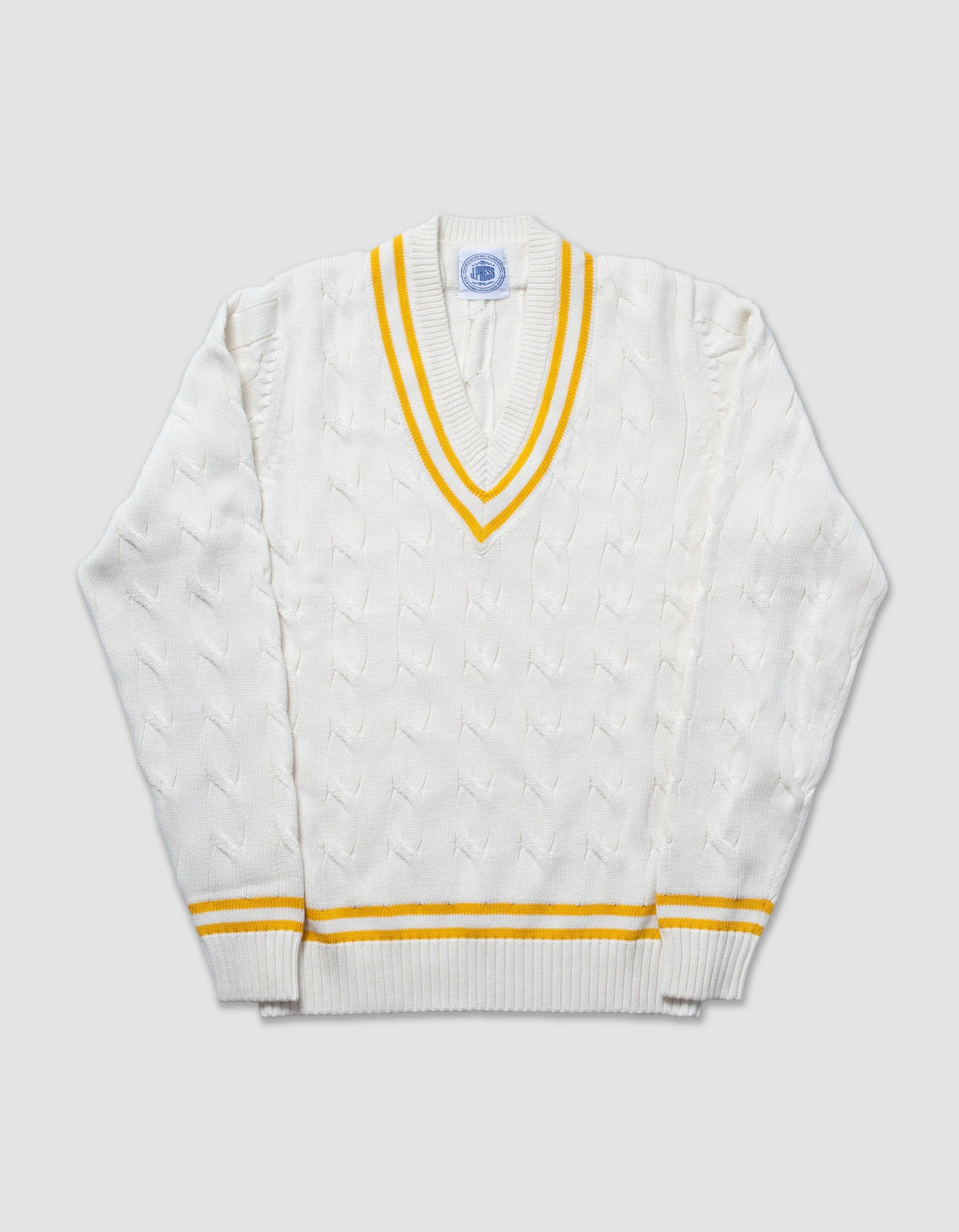 BAUMWOLLE CRICKET PULLOVER - ECRU/GOLD