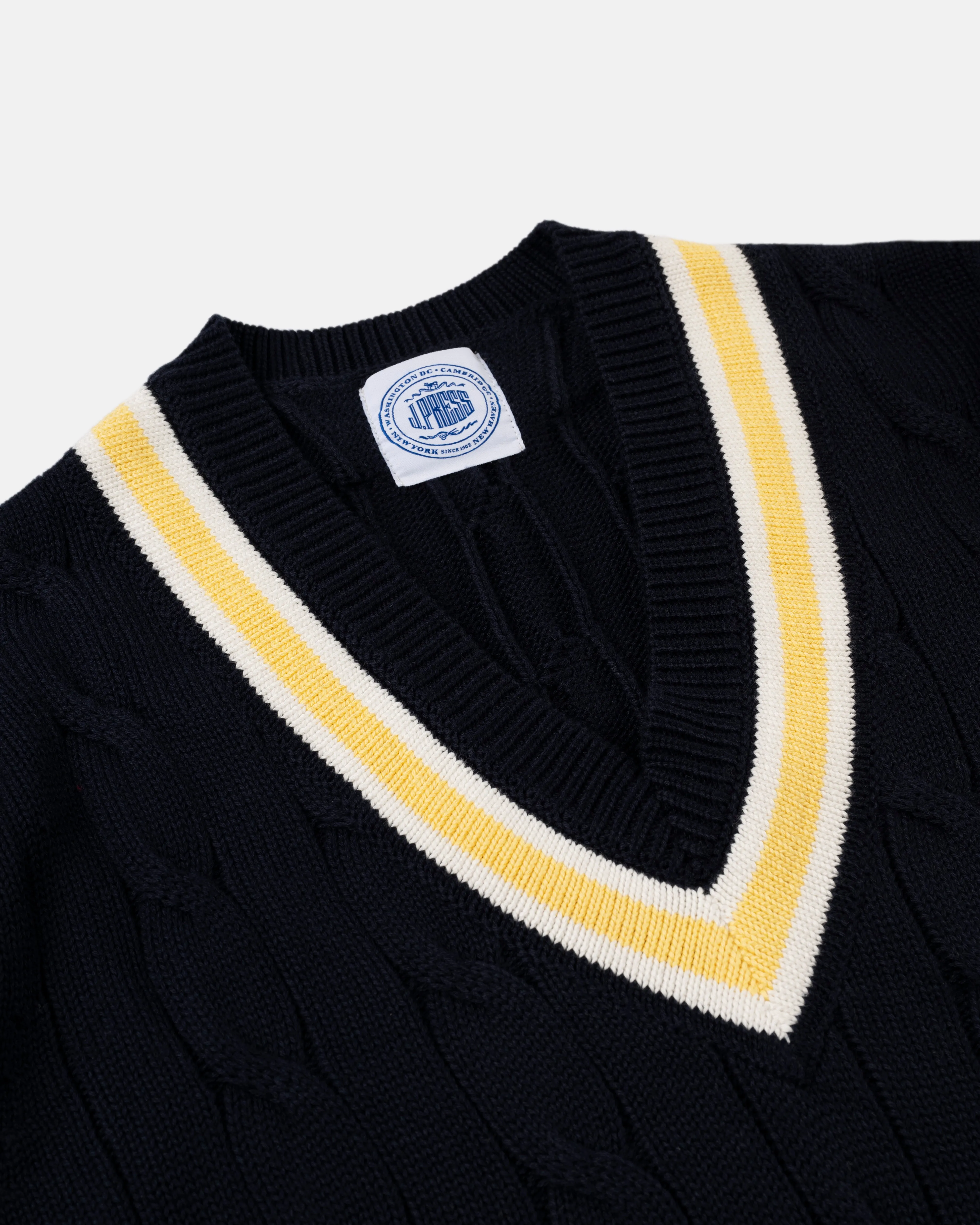 BAUMWOLLE CRICKET PULLOVER - MARINE/ECRU
