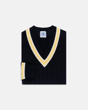BAUMWOLLE CRICKET PULLOVER - MARINE/ECRU