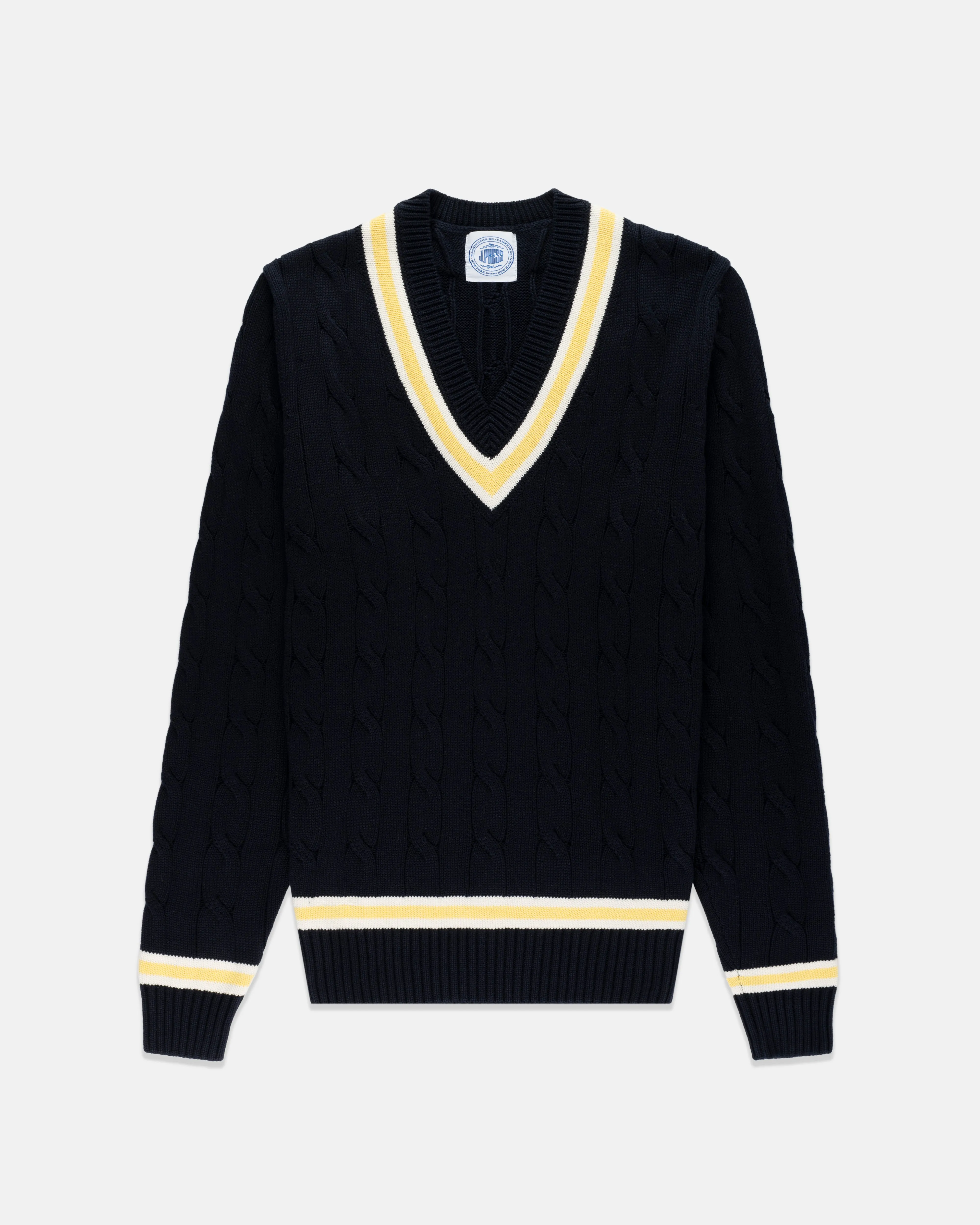 BAUMWOLLE CRICKET PULLOVER - MARINE/ECRU