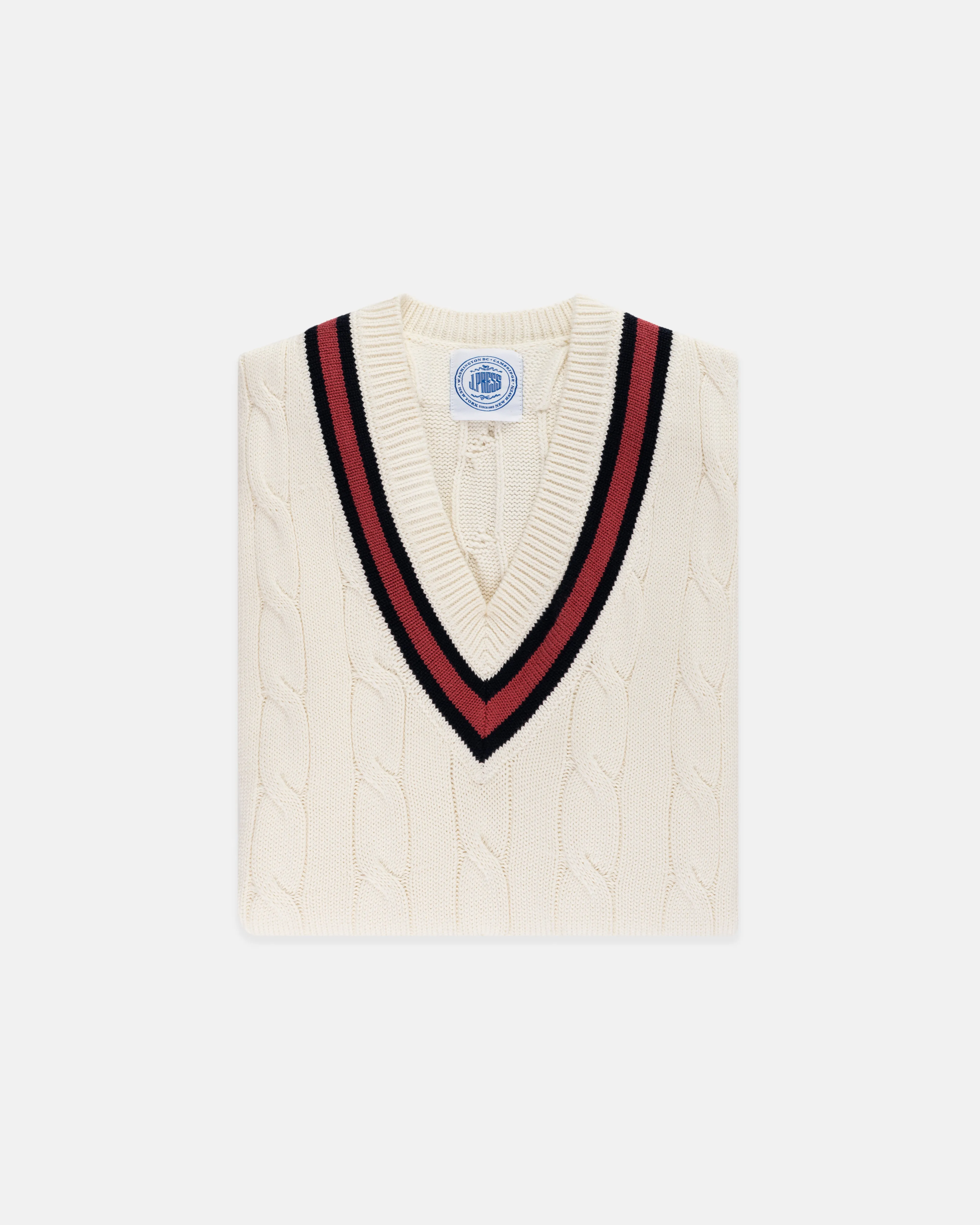 BAUMWOLLE CRICKET WESTE - ECRU/NAVY