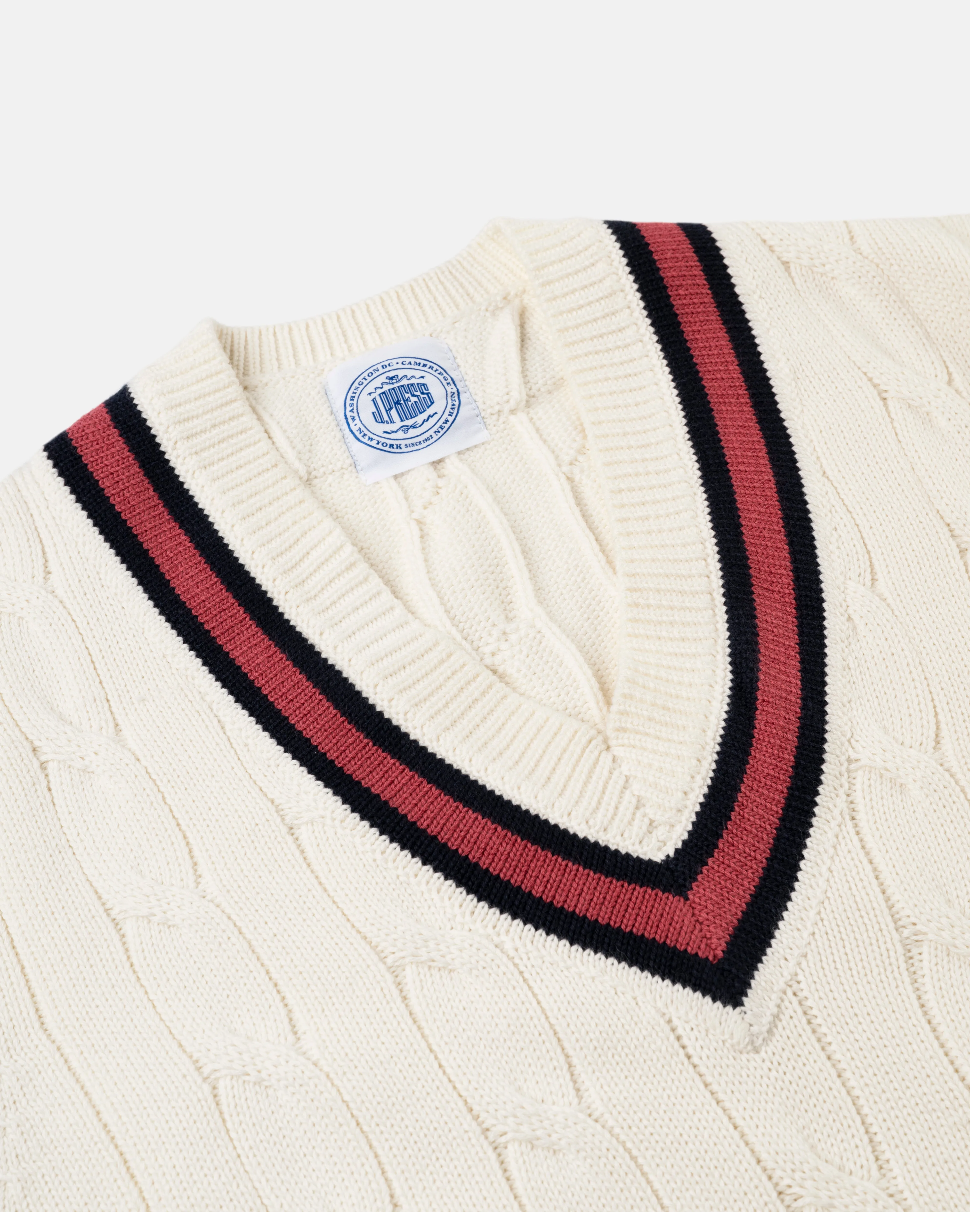 BAUMWOLLE CRICKET WESTE - ECRU/NAVY