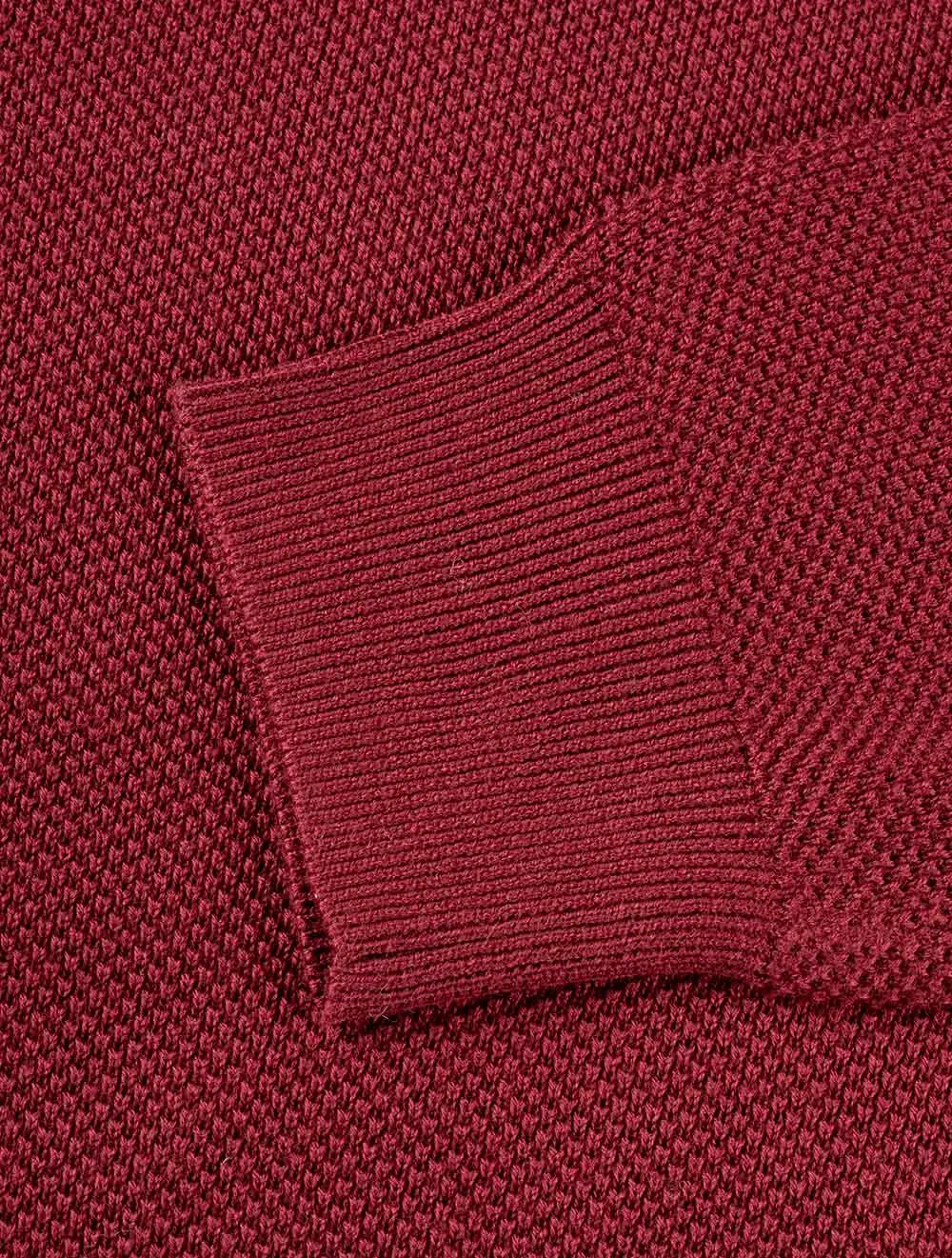 Baumwoll-Piqué Pullover mit Rundhalsausschnitt in Cabernetrot