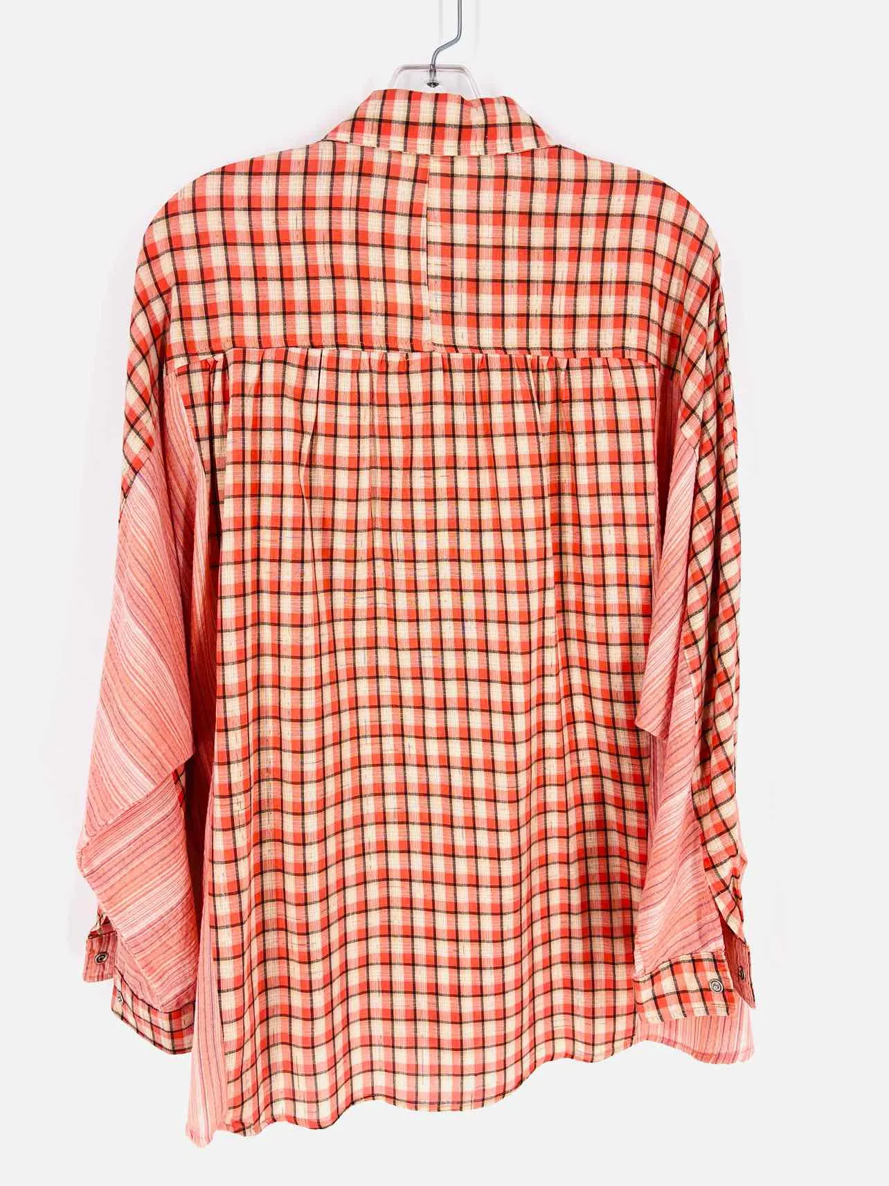 Staffelei Größe M Oberteile Bluse in Orange/Braun/Schwarz Karo Streifen