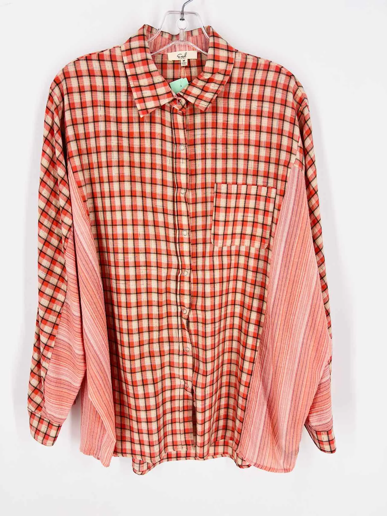 Staffelei Größe M Oberteile Bluse in Orange/Braun/Schwarz Karo Streifen