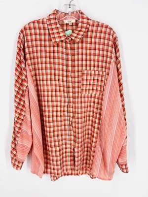 Staffelei Größe M Oberteile Bluse in Orange/Braun/Schwarz Karo Streifen