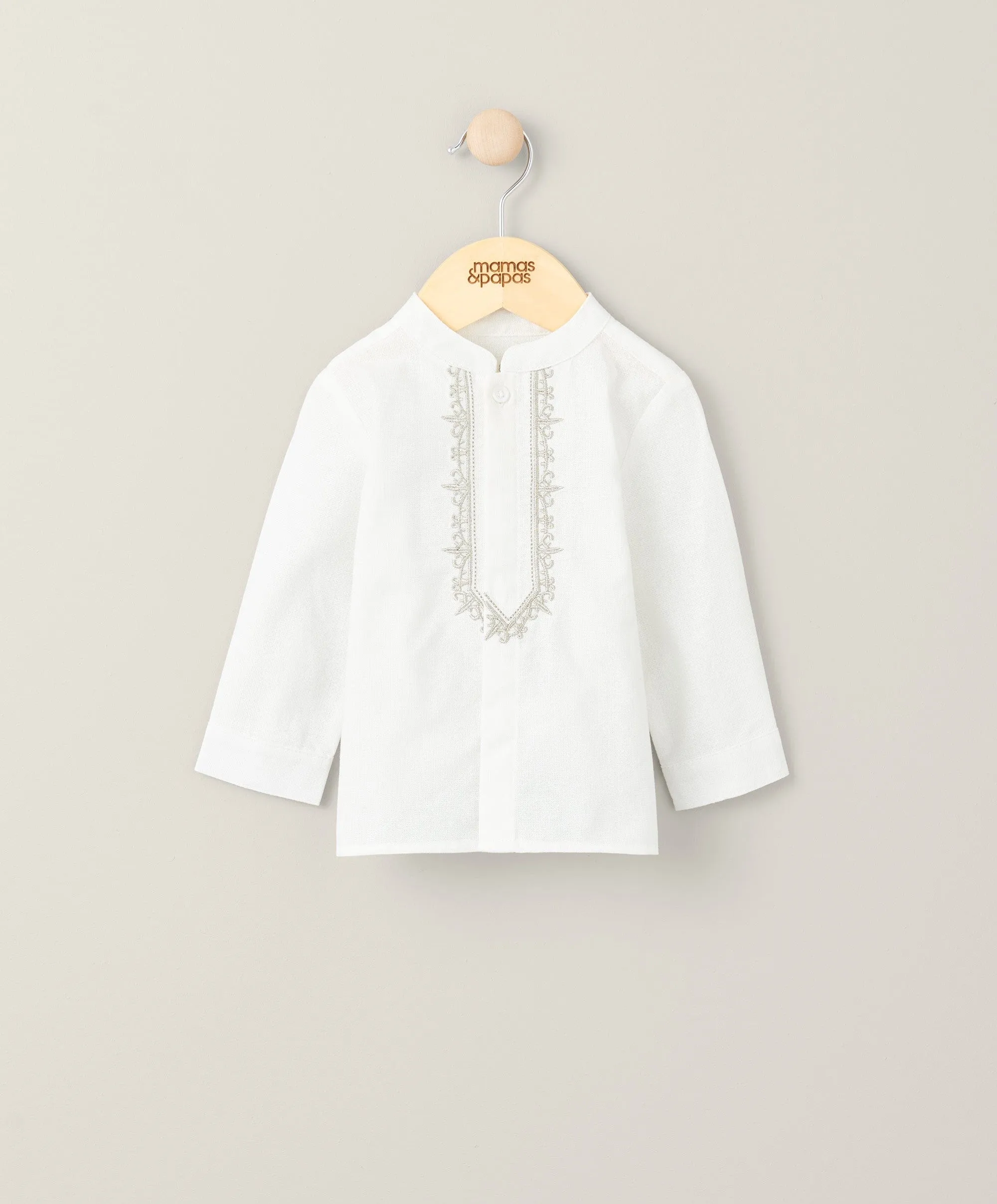 Besticktes Kurta-Hemd - Weiß