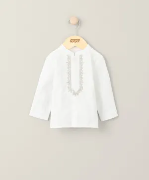 Besticktes Kurta-Hemd - Weiß