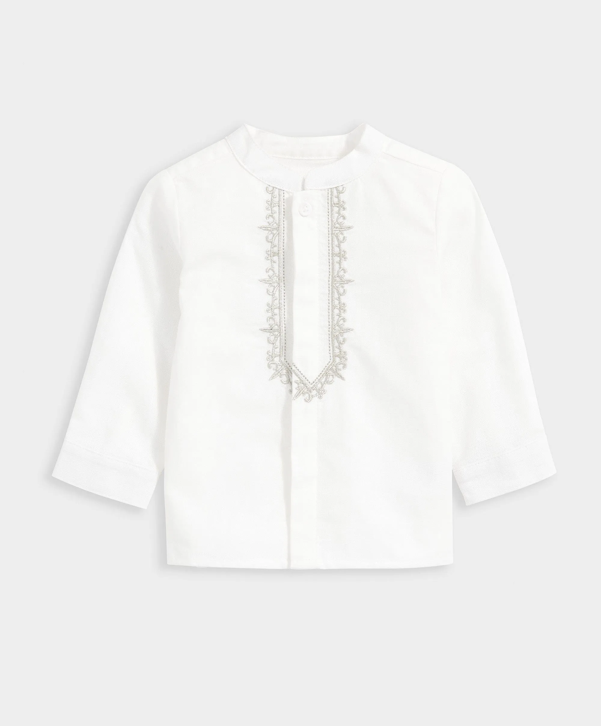 Besticktes Kurta-Hemd - Weiß