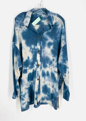 First Love Größe L Blau/Weiß Tie-Dye Oberteil Bluse
