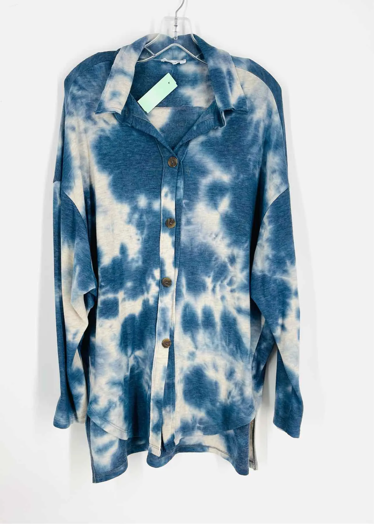 First Love Größe L Blau/Weiß Tie-Dye Oberteil Bluse