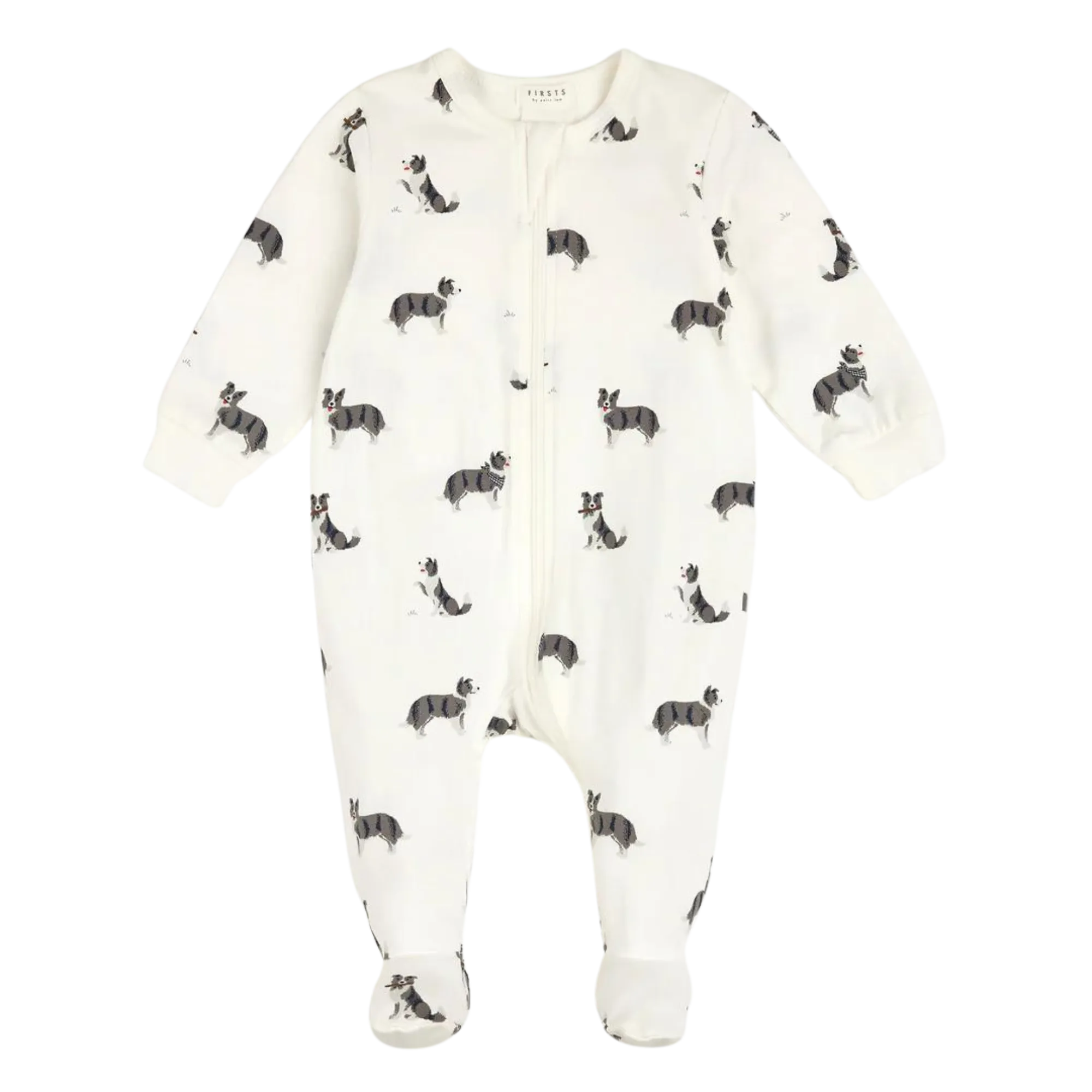 FIRSTS Australian Shepherd Druck auf Off-White Schlafanzug