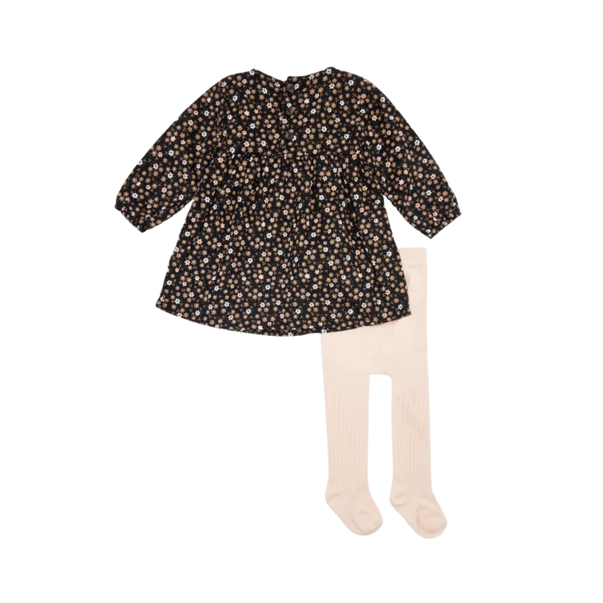FIRSTS Floral Print Schwarz Flanell Kleiderset