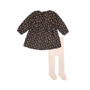 FIRSTS Floral Print Schwarz Flanell Kleiderset